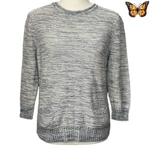 Chaps 3/4 Sleeve Crew Sweater with Ribbed Detailing Size Medium